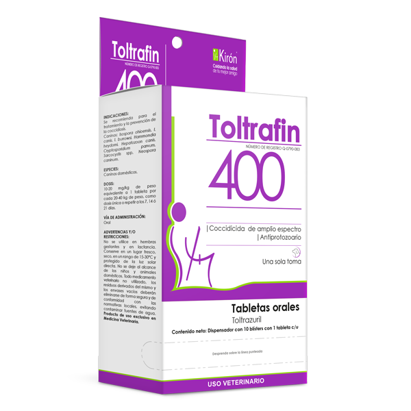 Toltrafin 400 mg., Caja Dispensador de 10 Blisters de 1 Tableta
