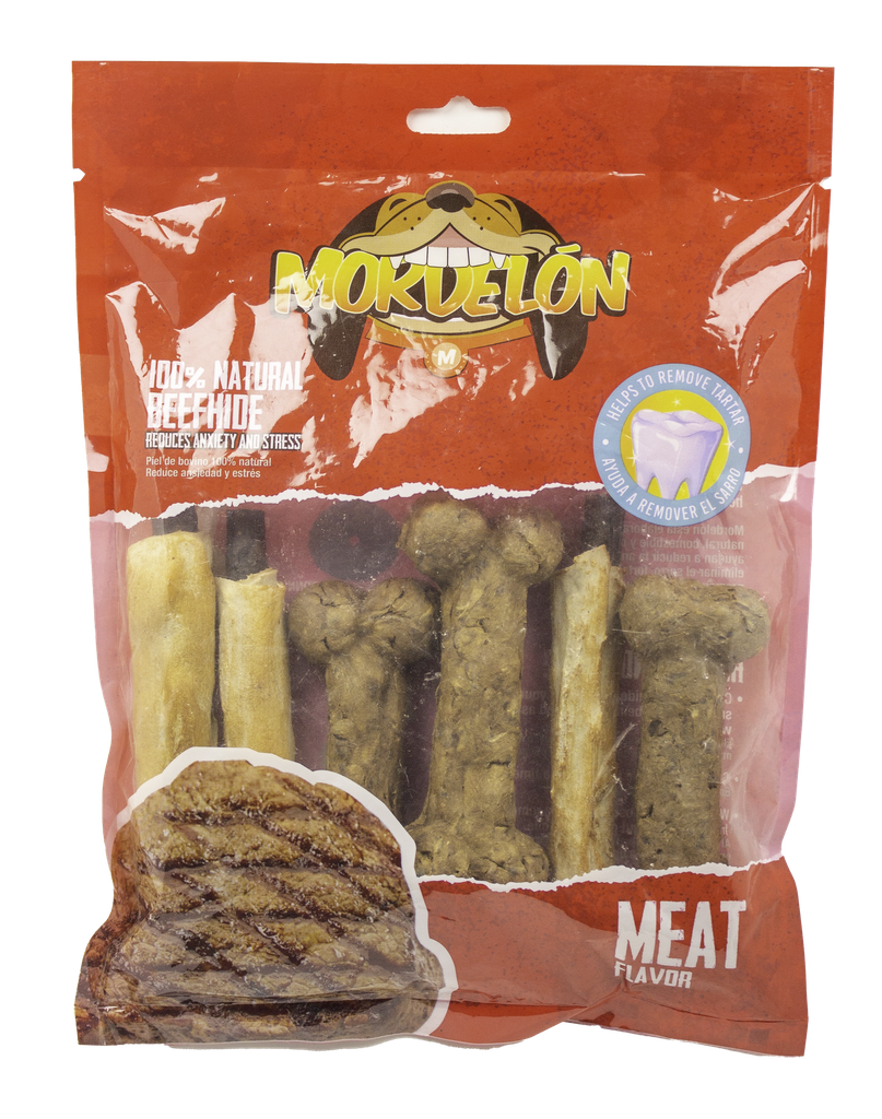 Mordelon 3 Tacos + 3 Huesos Grande Extruidos/Carne