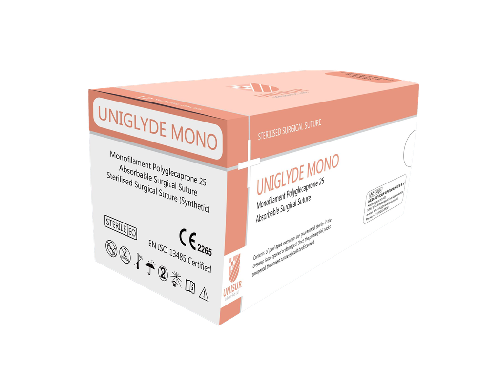 Sutura Quirurgica Uniglyde Mono (Poliglecaprone 25) Monofilamento Absorbible Size 0, 12 uds.
