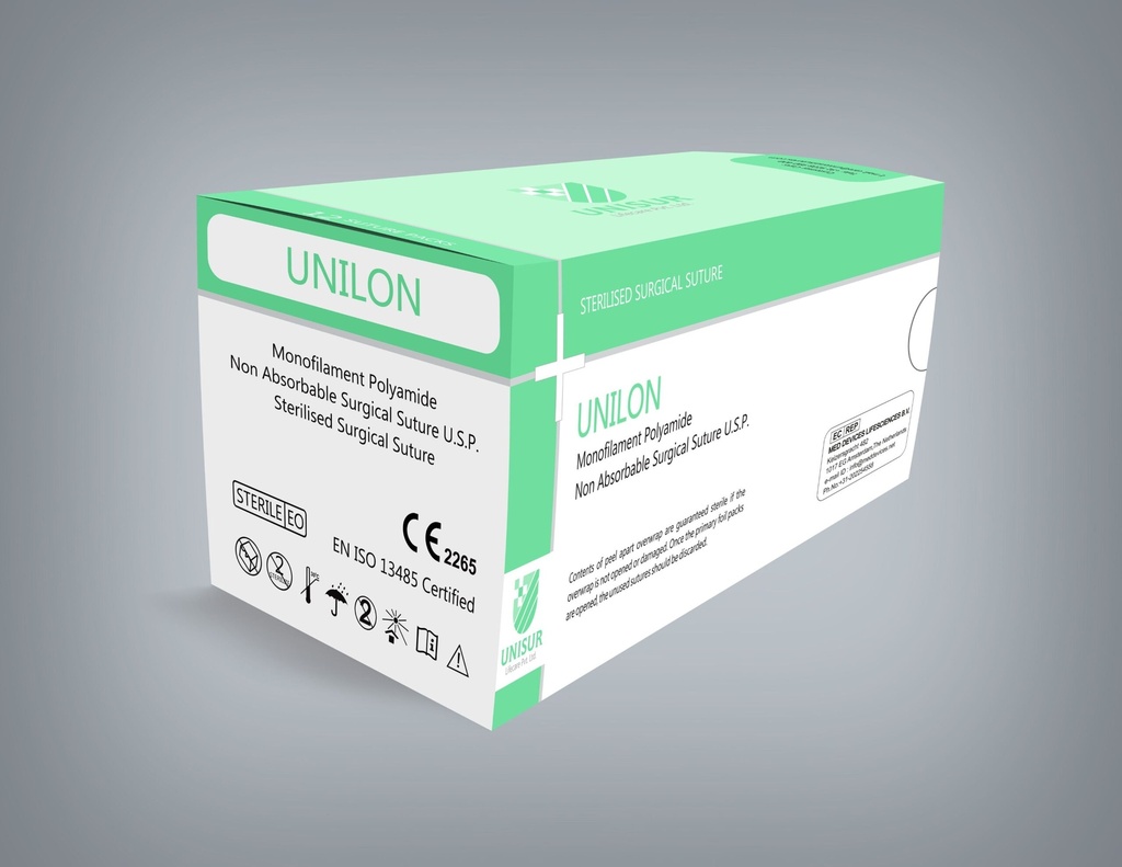 Sutura Quirurgica Unilon Monofilamento No Adsorbible USP 2-0, 12 uds.