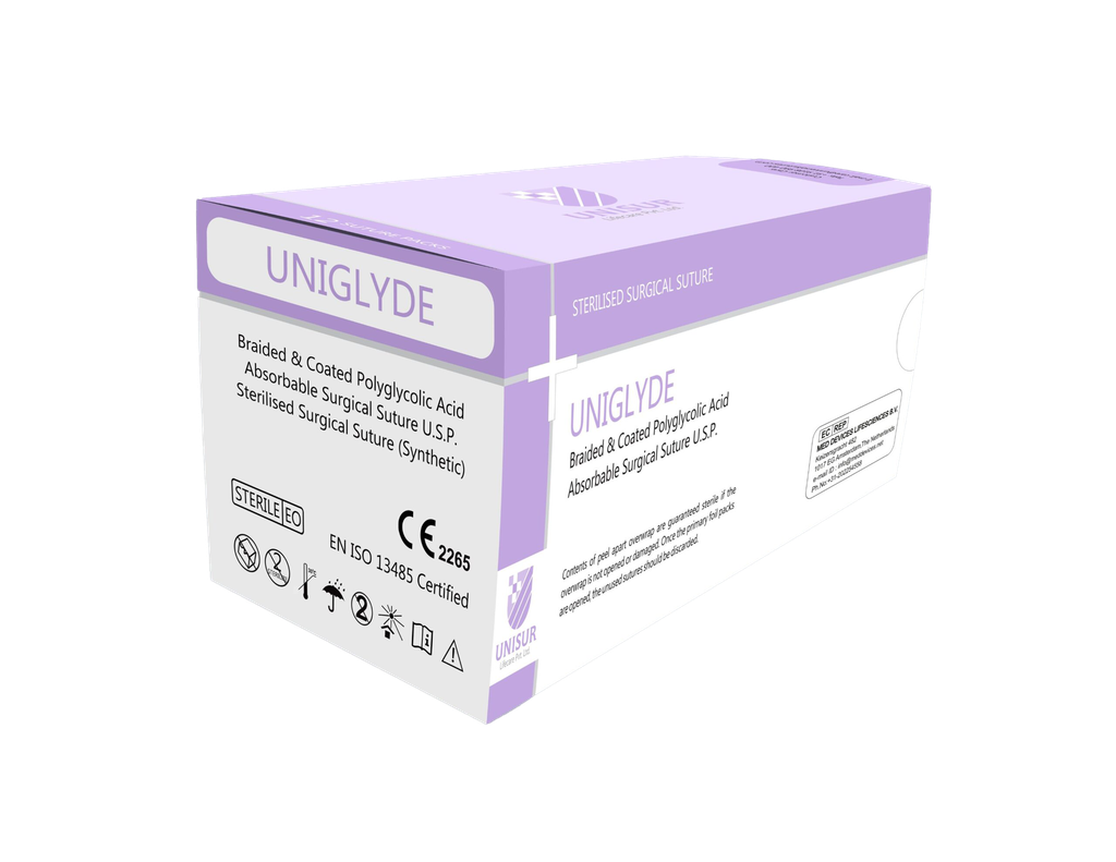 Sutura Quirurgica Uniglyde (Acido poliglicolico) Multifilamento Absorbible USP 0, 12 uds.