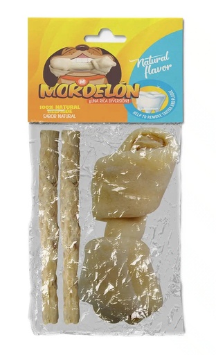 [7-401063-401651] Mordelon 1 Hueso Mediano y 2 Twist de Carnaza Natural