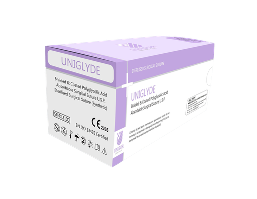 [2F70DX30] Sutura Quirurgica Uniglyde (Acido Poliglicolico) Multifilamento Absorbible USP 3-0, 12 uds.