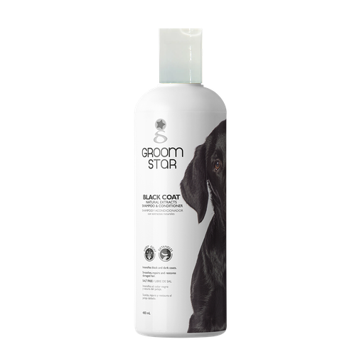 [7-401063-401972] Groom Star Shampoo Pelo Negro, 480 ml.