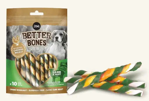 [022517-927755] Zeus Better Bones Pollo Twist Sabor Cordero con Menta x 10 unid.