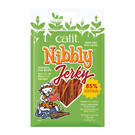 [022517-444825] Catit Nibbly Jerky Tiras de pollo & pescado 30 g.